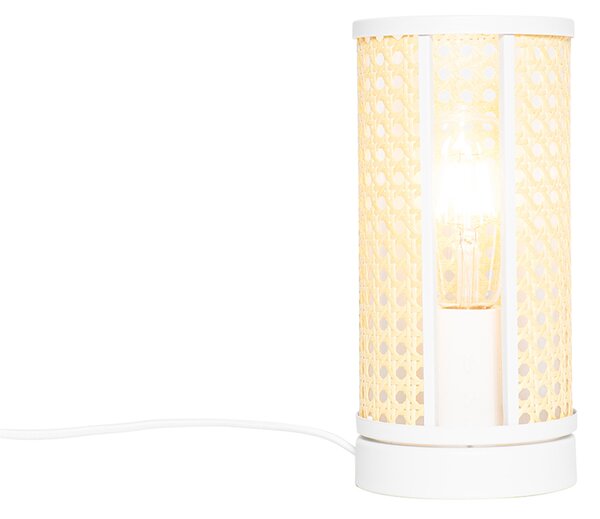 Orientální stolní lampa bílá s ratanem 12 cm - Akira