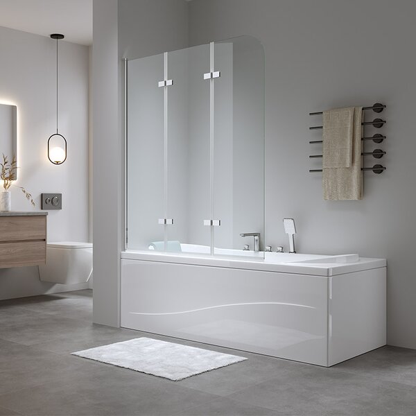 BPS-koupelny Trojdílná vanová zástěna PR05 100x140 chrom