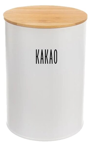 Orion Dóza na potraviny, plechová, bílá, s bambusovým víčkem - 1,3l