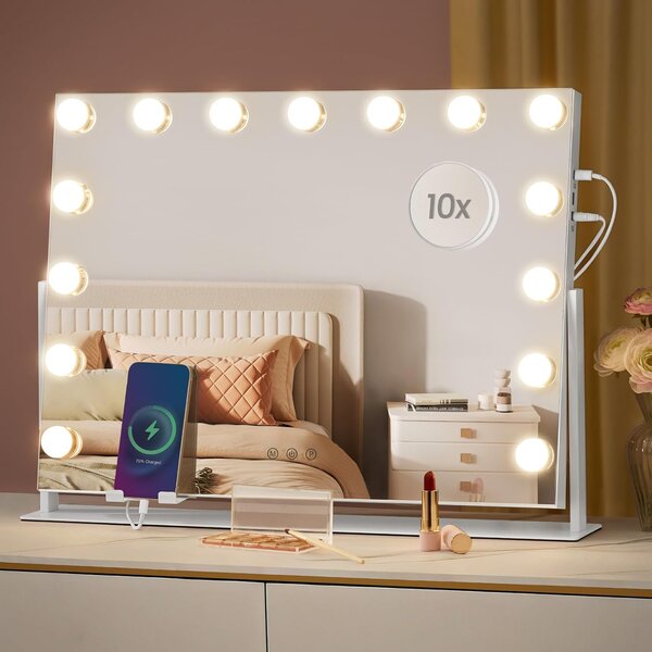 SONGMICS Kosmetické zrcadlo Komis s LED osvětlením bílé