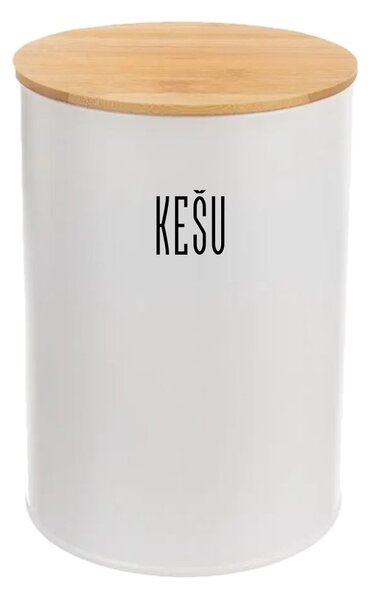Orion Dóza na potraviny, plechová, bílá, s bambusovým víčkem - 1,3l