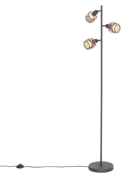 Designová stojací lampa černá se zlatem 3-světlo - Noud