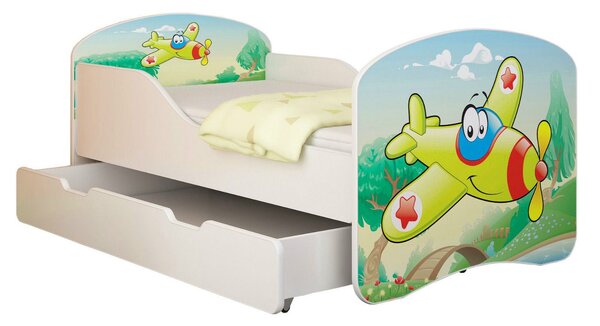 Dětská postel - Letadlo 140x70 cm + šuplík