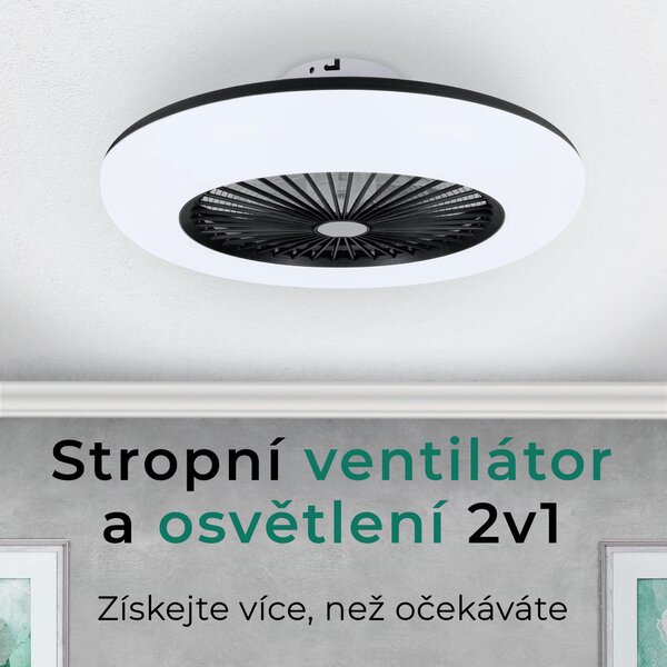 Noaton 11055B (2024) Callisto, černá, stropní ventilátor se světlem