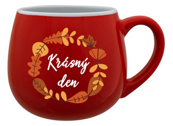 KRÁSNÝ DEN (PODZIM) - červený keramický hrníček 300 ml