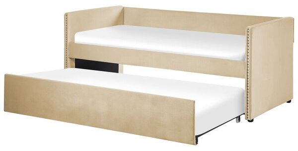 Jednolůžková postel 200 x 90 cm Tish (béžová) (s roštem). 1076235