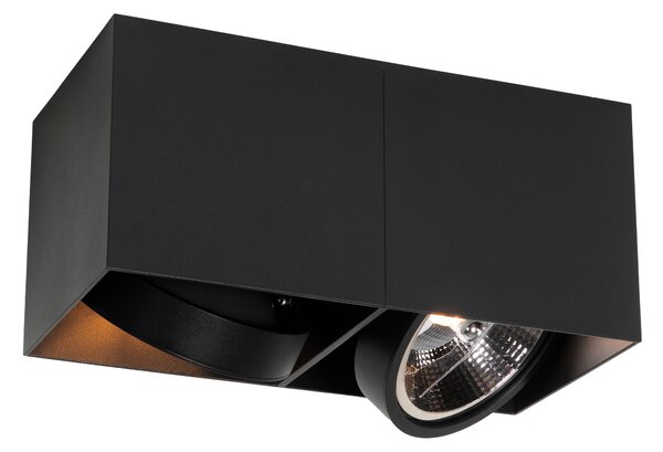 Designové bodové světlo černé obdélníkové AR111 2-světlo - Box