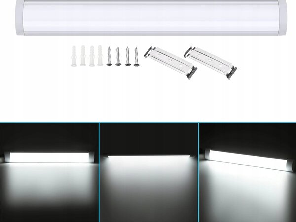 Sada 4 x povrchově montovaných LED svítidel 36W 120cm zářivkový panel pro garáž a dílnu BERGE