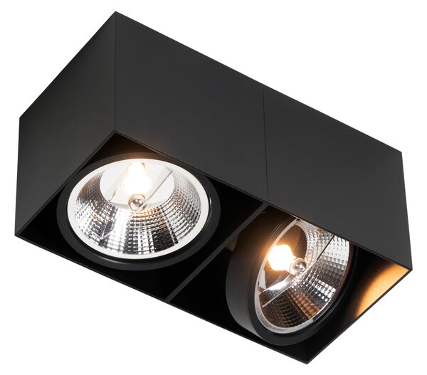Designové bodové světlo černé obdélníkové AR111 2-světlo - Box