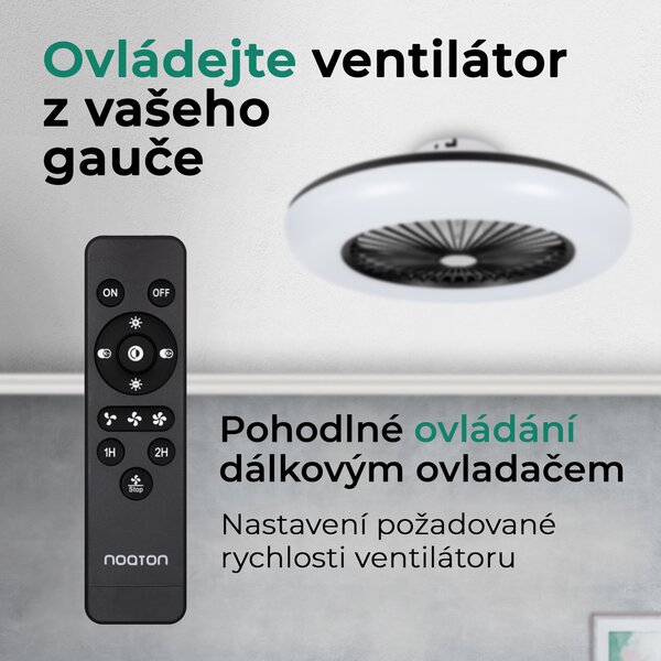 Noaton 11055B (2024) Callisto, černá, stropní ventilátor se světlem