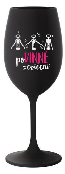 POVINNÉ CVIČENÍ - černá sklenice na víno 350 ml