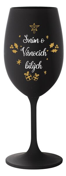 SNÍM O VÁNOCÍCH BÍLÝCH - černá sklenice na víno 350 ml