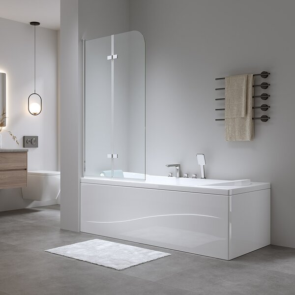 BPS-koupelny Dvoudílná vanová zástěna PR04 80x140 chrom