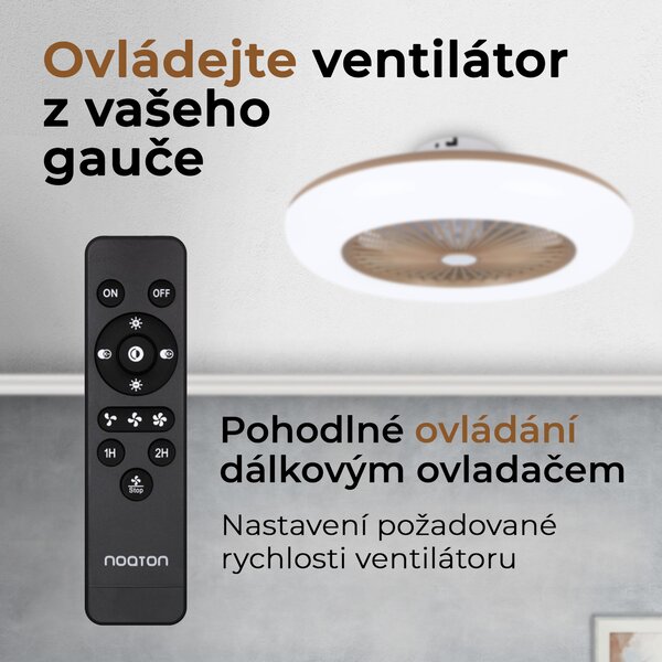 Noaton 11055G (2024) Callisto, zlatá, stropní ventilátor se světlem