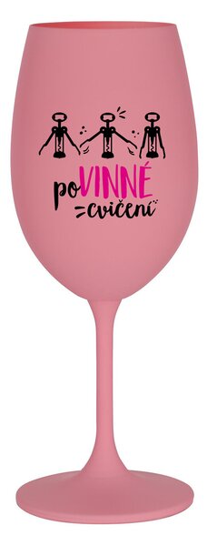 POVINNÉ CVIČENÍ - růžová sklenice na víno 350 ml