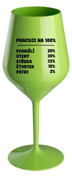PRACUJI NA 100% - zelená nerozbitná sklenice na víno 470 ml