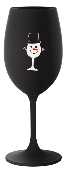 SNĚHULÁČEK - černá sklenice na víno 350 ml