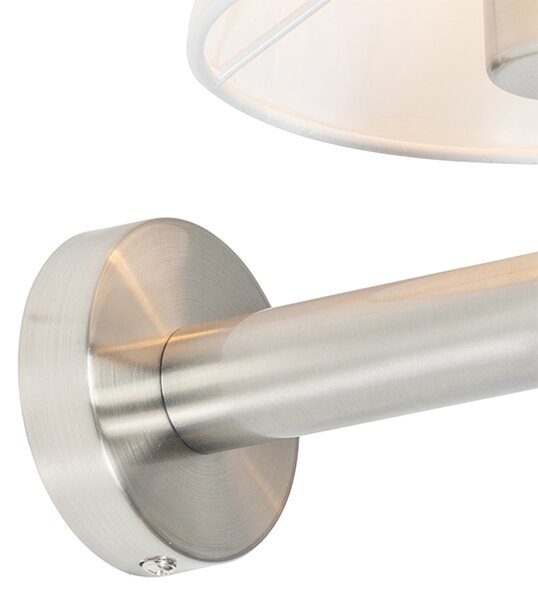Moderní nástěnná lampa bílá s ocelí - Pluk
