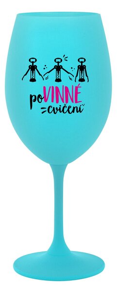 POVINNÉ CVIČENÍ - tyrkysová sklenice na víno 350 ml