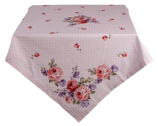 Růžový bavlněný ubrus na stůl s růžemi Dotty Rose - 150*150 cm - Clayre & Eef