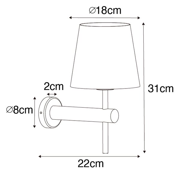 Moderní nástěnná lampa bílá s ocelí - Pluk