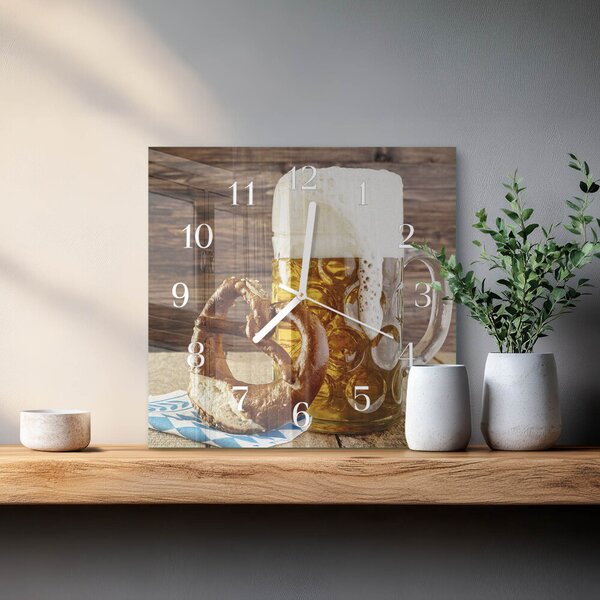 Skleněné hodiny Pivní preclík zskb-30x30-00084942