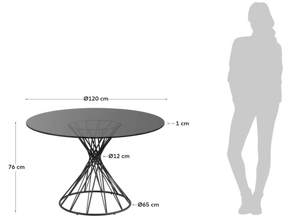 Černý skleněný jídelní stůl Kave Home Niut 120 cm