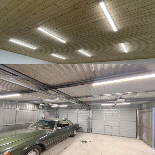 Sada 4 x povrchově montovaných LED svítidel 36W 120cm zářivkový panel pro garáž a dílnu BERGE