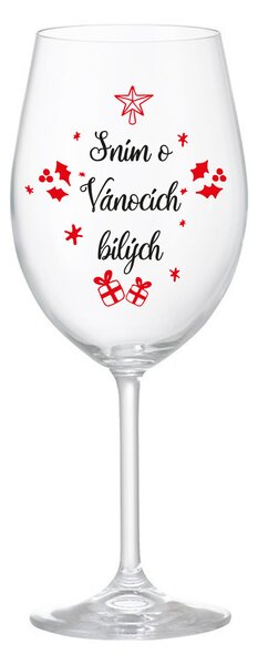 SNÍM O VÁNOCÍCH BÍLÝCH - čirá sklenice na víno 350 ml