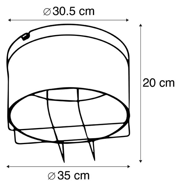 Průmyslové stropní svítidlo černé se zlatem 35 cm - Barril