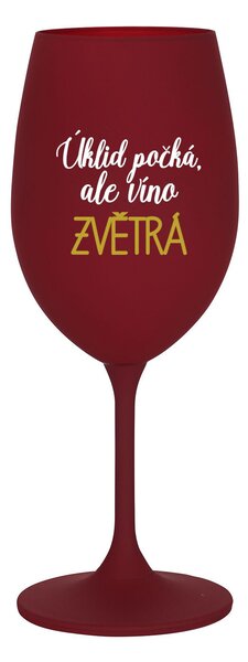 ÚKLID POČKÁ, ALE VÍNO ZVĚTRÁ - bordó sklenice na víno 350 ml