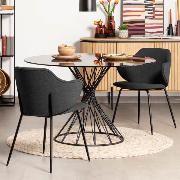 Černý skleněný jídelní stůl Kave Home Niut 120 cm