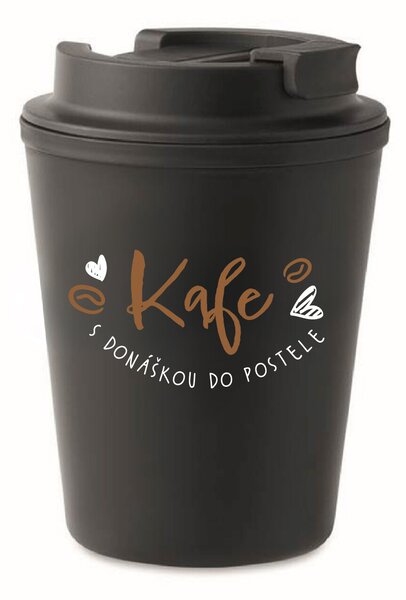 KAFE S DONÁŠKOU DO POSTELE - černý termohrnek 300 ml