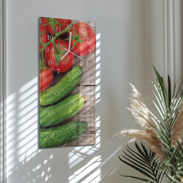 Skleněné hodiny vertikální Zelenina zsppb-30x60-00089727