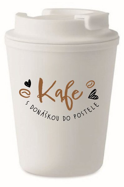KAFE S DONÁŠKOU DO POSTELE - bílý termohrnek 300 ml