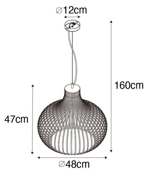 Moderní závěsné svítidlo černé 48 cm - Saffira