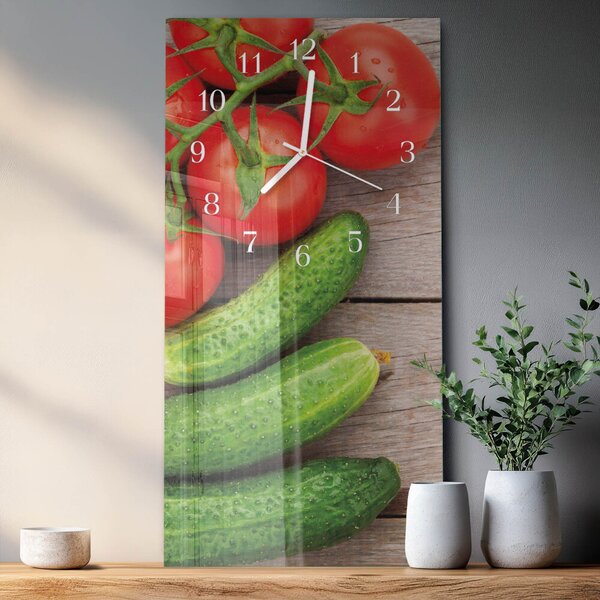 Skleněné hodiny vertikální Zelenina zsppb-30x60-00089727