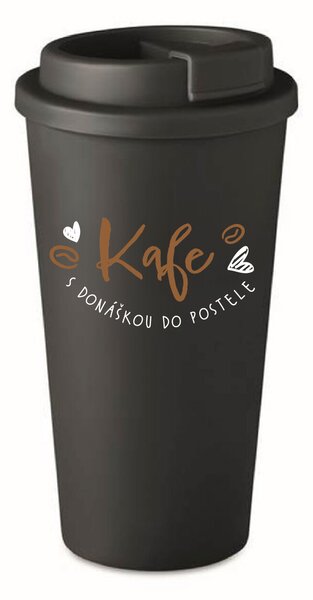 KAFE S DONÁŠKOU DO POSTELE - černý termohrnek 475 ml