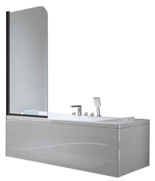 BPS-koupelny Jednodílná vanová zástěna PR01 BL 70x140 černá/transparent