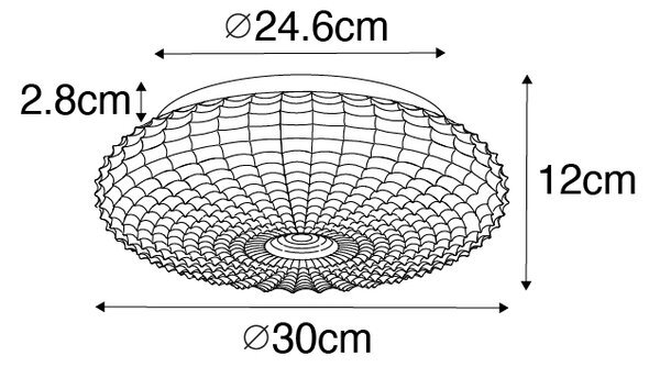 Klasické stropní svítidlo černé s kouřovým sklem 30 cm IP44 - Nohmi