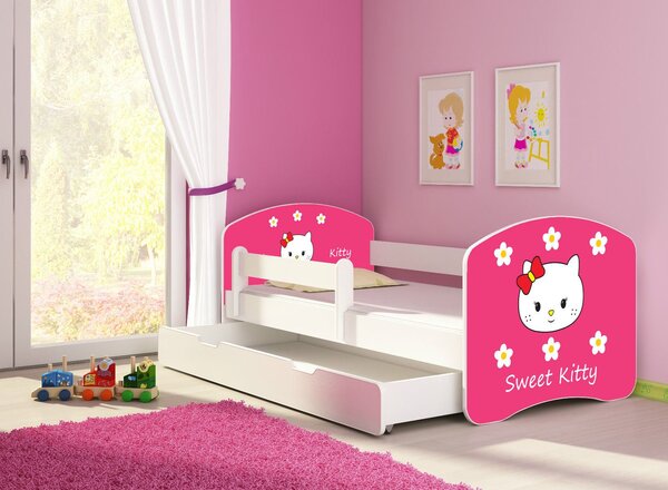 Dětská postel - Kitty 140x70 cm + šuplík bílá