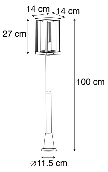 Stojací venkovní lampa černá 100 cm se zemním hrotem a kabelovou průchodkou - Charlois