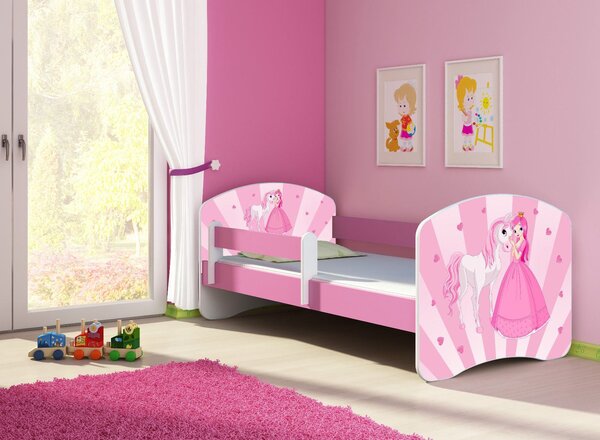 Dětská postel - Princezna s poníkem 2 140x70 cm růžová