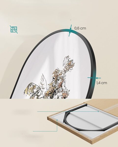 SONGMICS Volně stojící zrcadlo Fully 150 cm černé