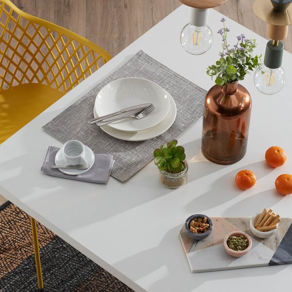 Bílý jídelní stůl Kave Home Argo 200 x 100 cm s bílou kovovou podnoží