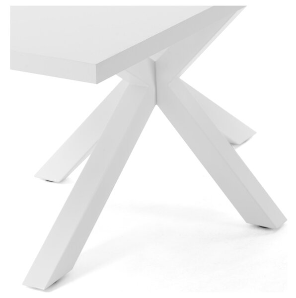 Bílý jídelní stůl Kave Home Argo 200 x 100 cm s bílou kovovou podnoží