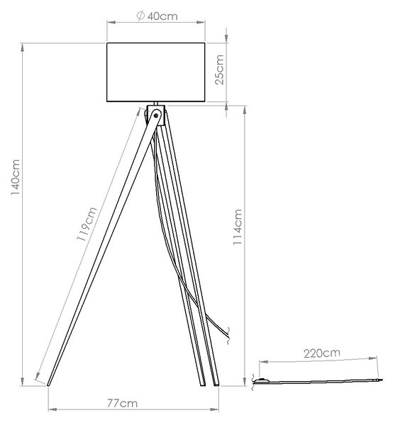 Stojací lampa Natt, 1x béžové textilní stínítko, dřevo