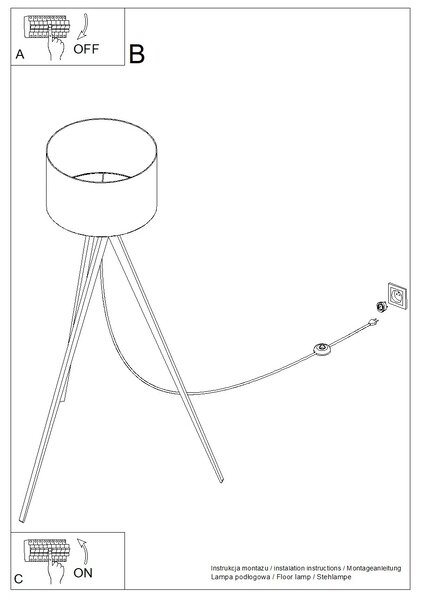 Stojací lampa Natt, 1x béžové textilní stínítko, dřevo