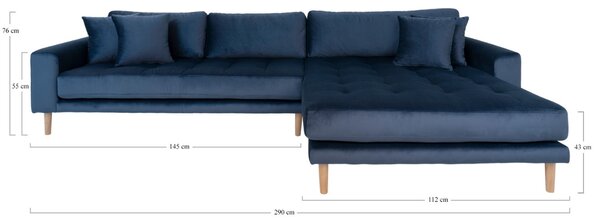 -25 % Dny MOMENTI– Nordic Living Sametová rohová pohovka Limo 290 cm, pravá