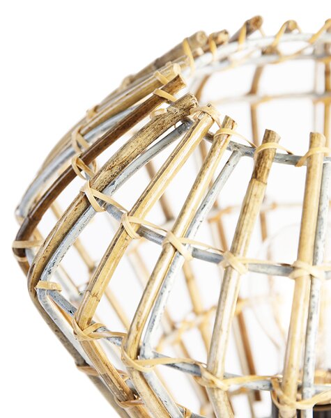 Rustikální stolní lampa stojan bambus s bílou - Canna Diamond